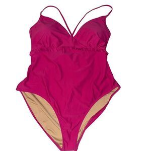 Old Navy Women's 3X Pink Halter One‎ Piece Swimsuit Open-Back Plus Size